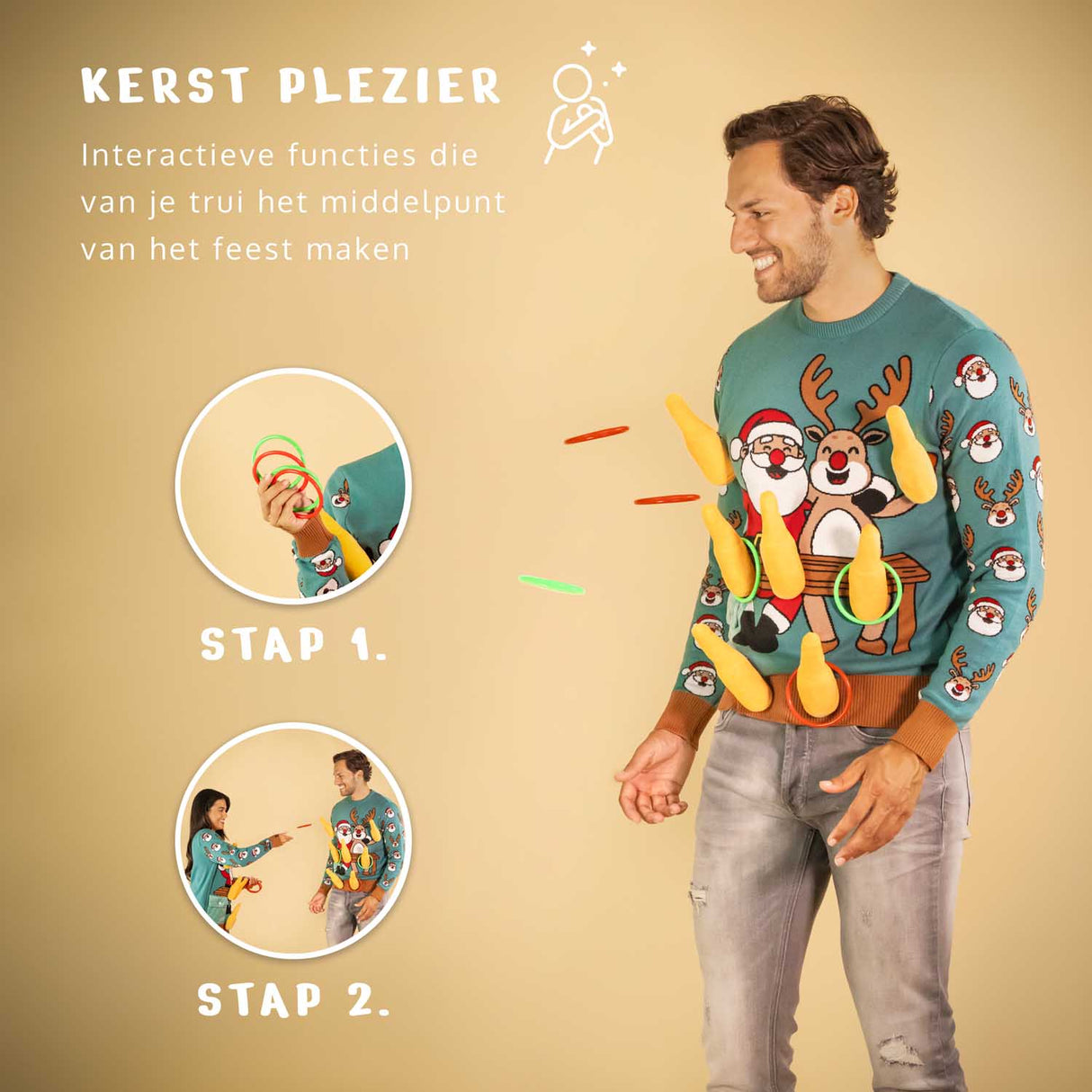 JAP Interactieve Kersttrui - Ring werpen