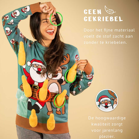 JAP Dames Interactieve Kersttrui - Ring werpen