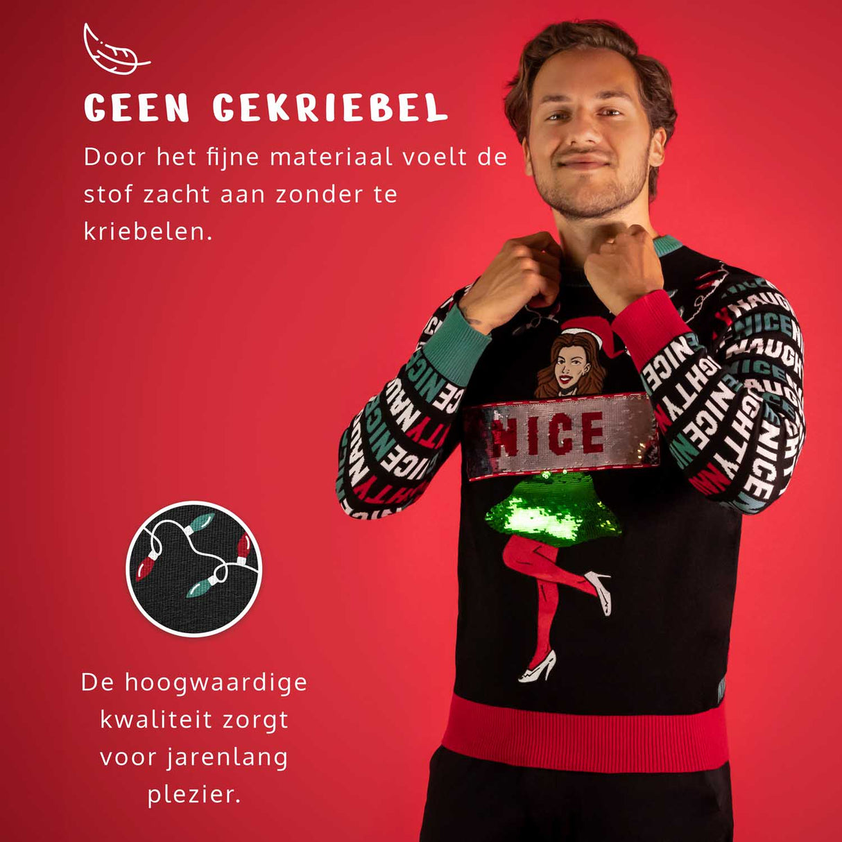 JAP Interactieve Kersttrui - Naughty/Nice