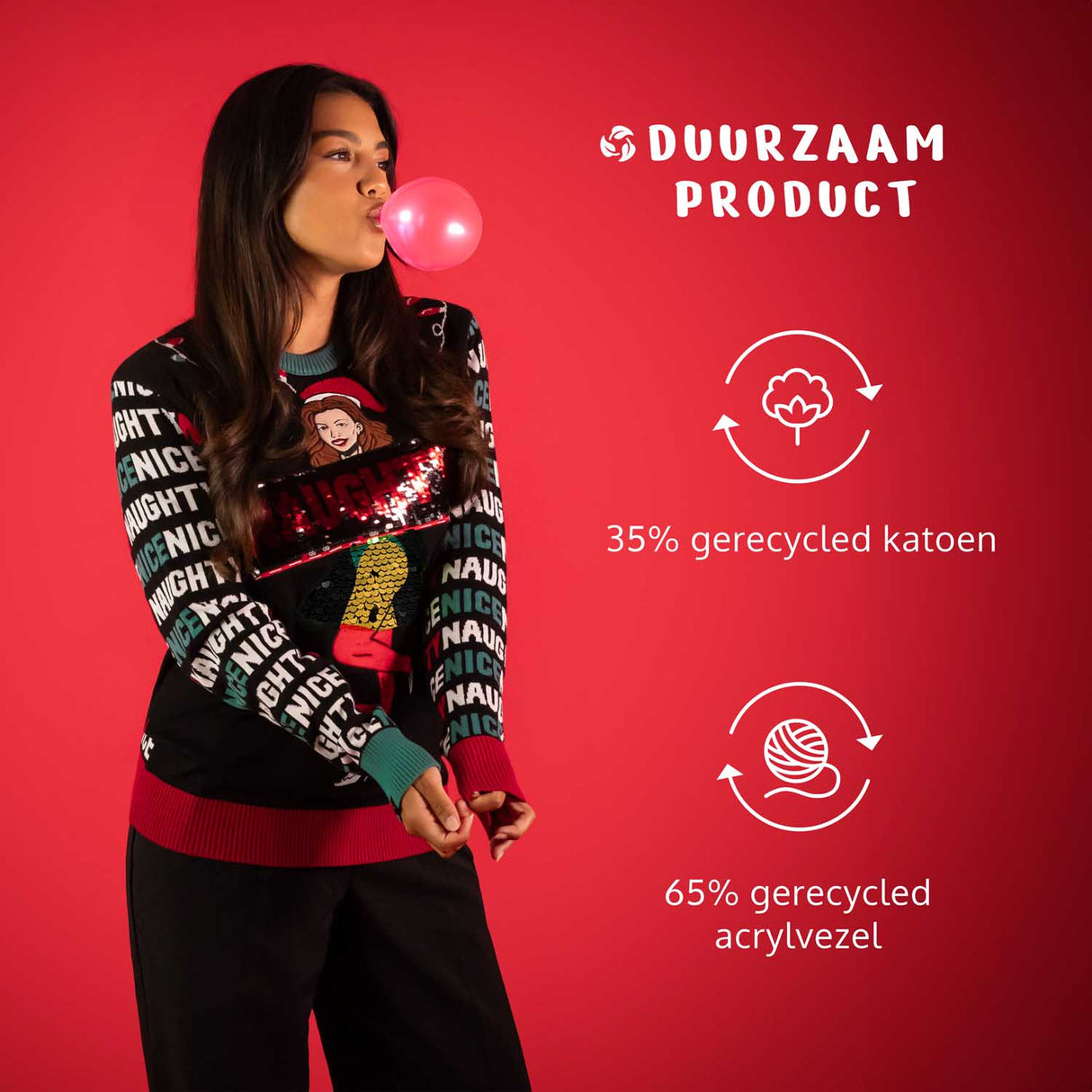 JAP Interactieve Kersttrui - Naughty/Nice