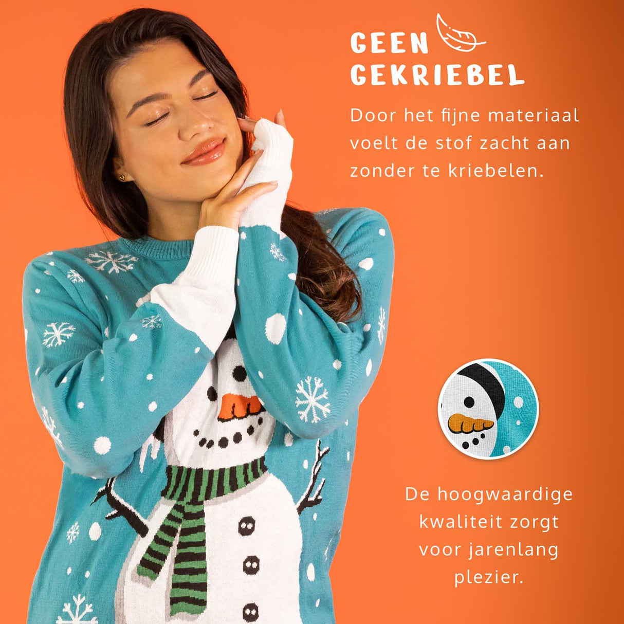 JAP Kersttrui - Sneeuwpop - Blauw