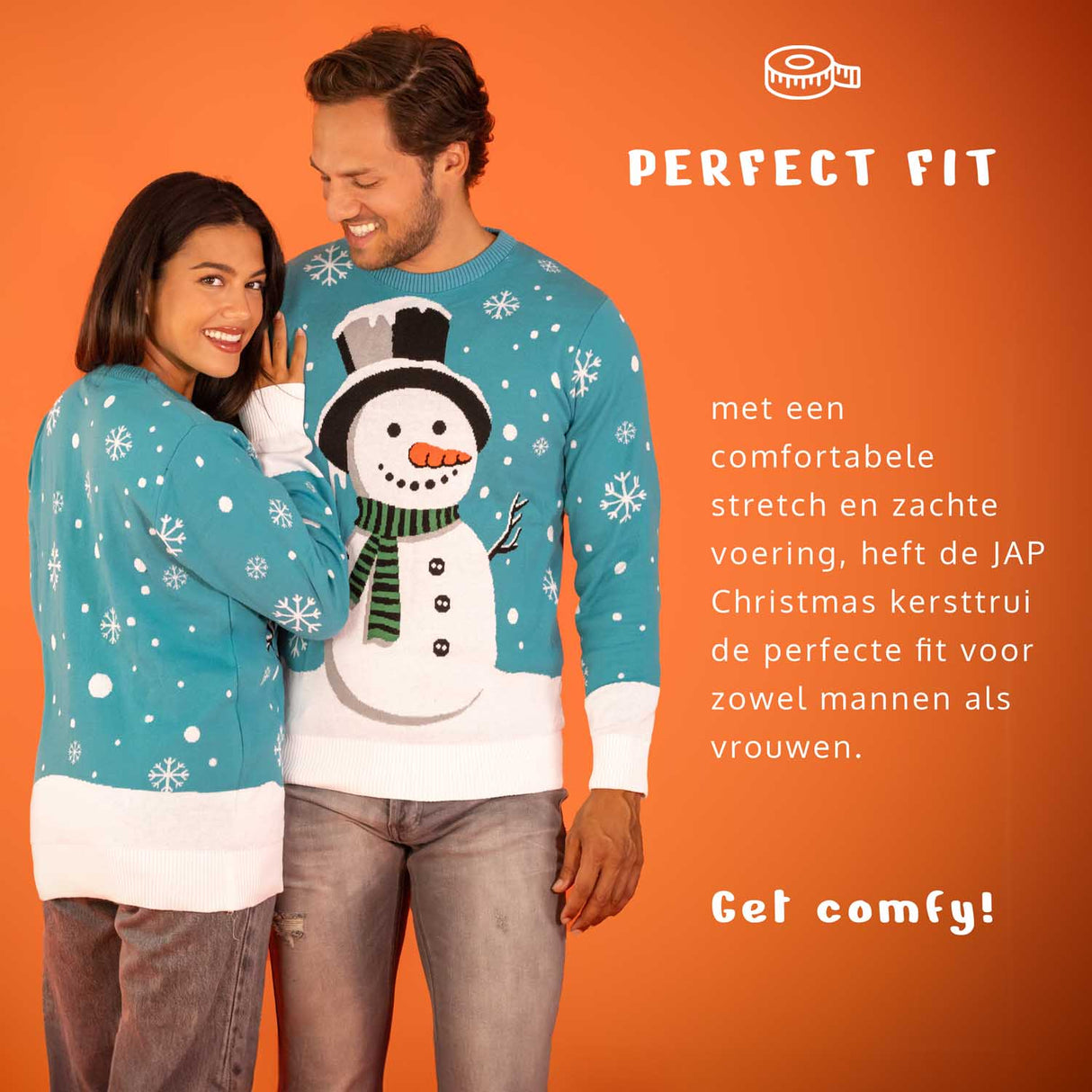 JAP Kersttrui - Sneeuwpop - Blauw