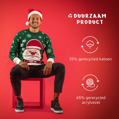 JAP Dames Kersttrui - Kerstman - Groen