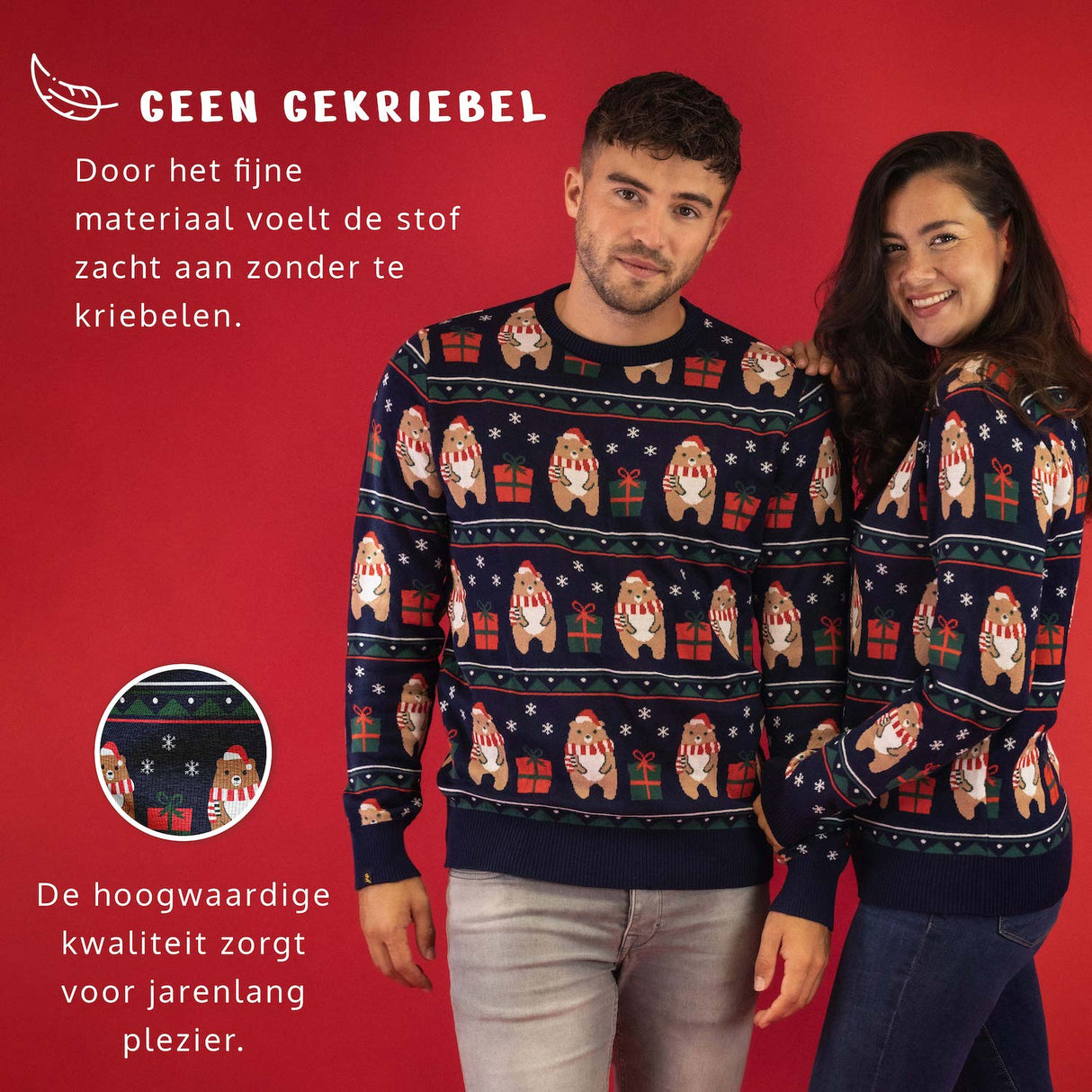 JAP Kersttrui - Beer met geschenk - Donker Blauw