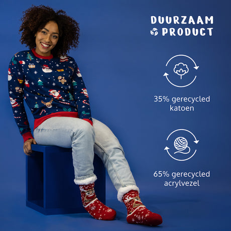 JAP Dames Kersttrui - Christmas tale - Donker Blauw