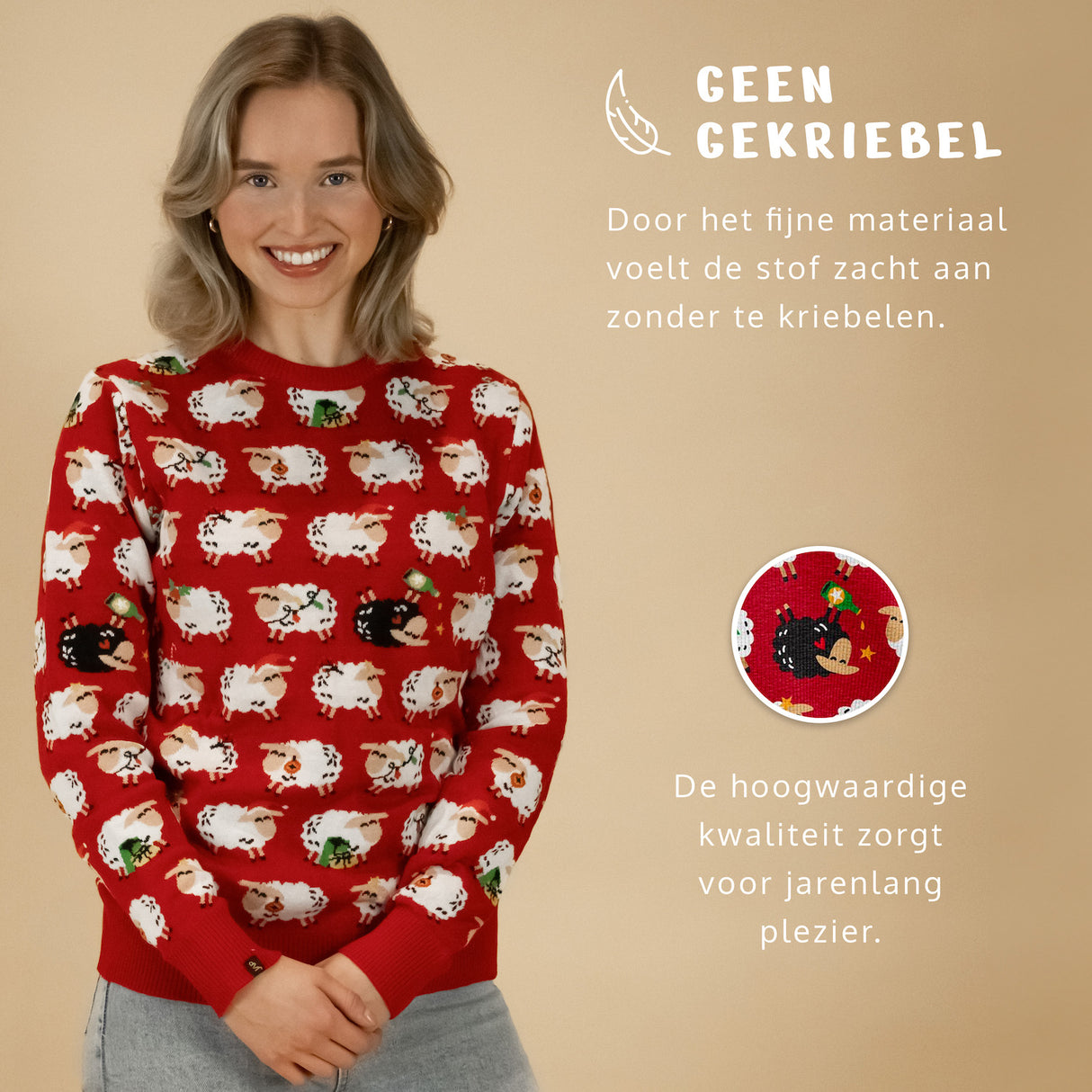 JAP Kersttrui - 't Zwarte schaap (Princes Diana) - Rood