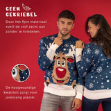 JAP Kersttrui - Rudolf het Rendier - Donker Blauw