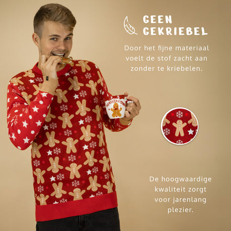 JAP Dames Kersttrui - Gingerbread - Bordeaux Rood