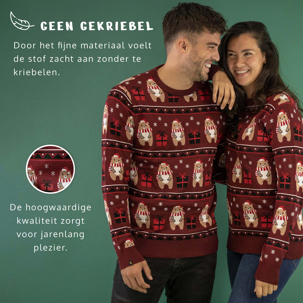 JAP Kersttrui - Beer met geschenk - Rood