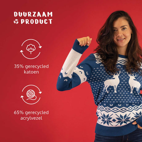 JAP Dames Kersttrui - Classic one - Blauw