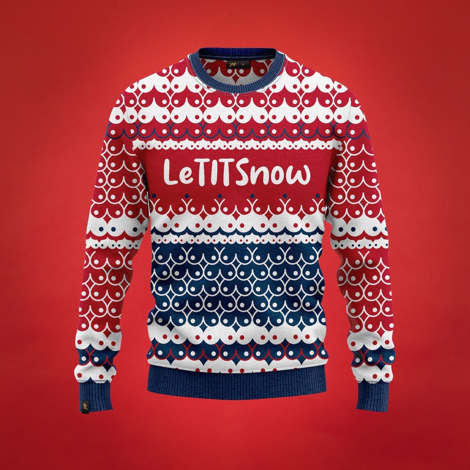 JAP Foute Kersttrui - LeTITSnow - Rood/Blauw