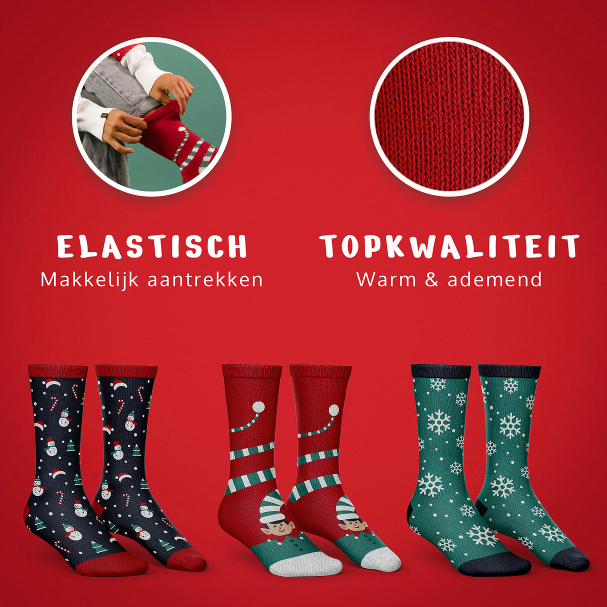 JAP - 3 Paar Kerstsokken met Cadeauverpakking