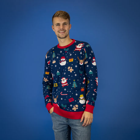 JAP Heren Kersttrui - Christmas tale - Donker Blauw
