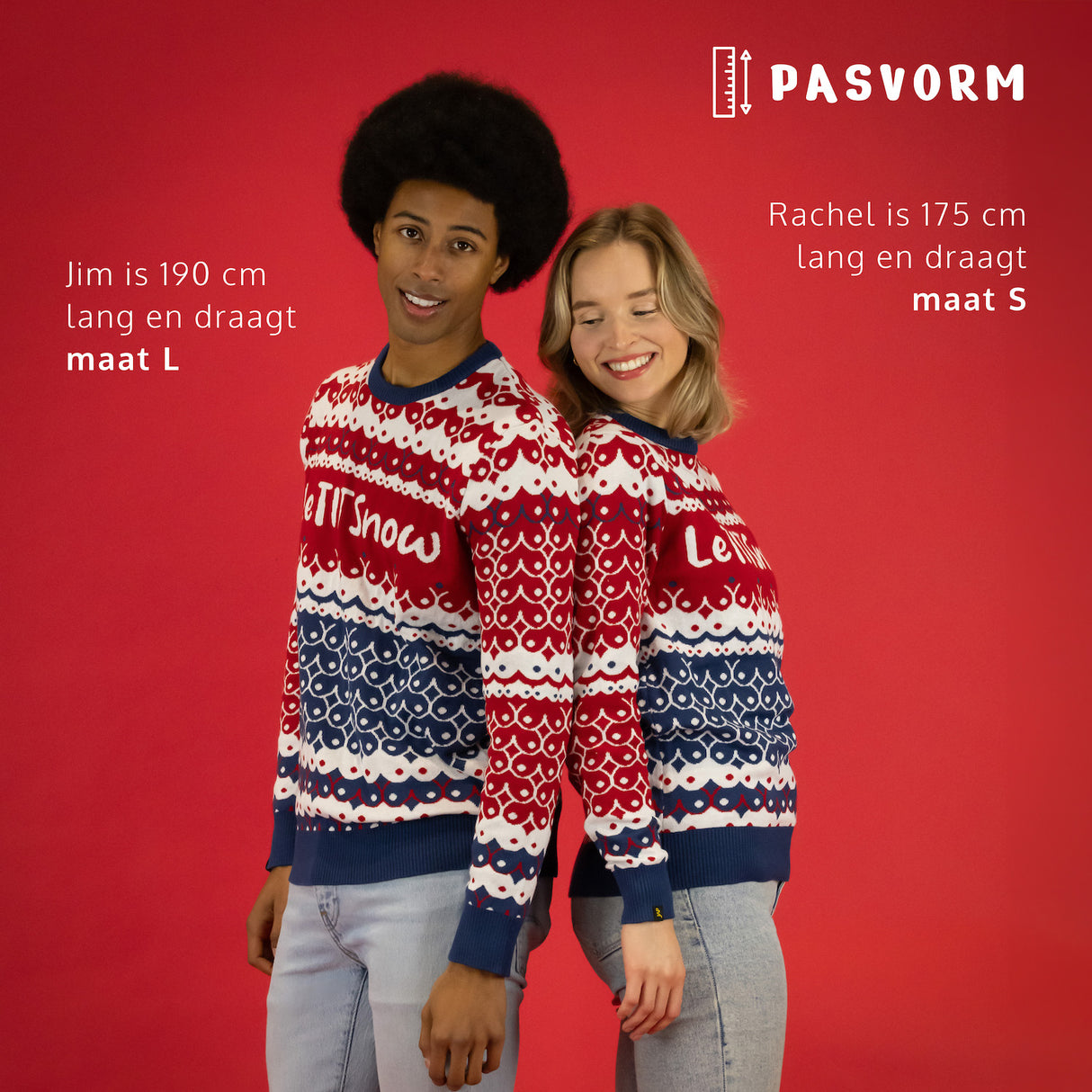 JAP Foute Kersttrui - LeTITSnow - Rood/Blauw