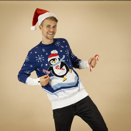 JAP Heren Kersttrui - Skateguïn - Blauw