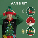 Kerstmuts met lichtjes - Teckel - Groen