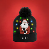 Kerstmuts met lichtjes - Nice/Naughty Kerstman - Zwart