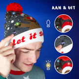 JAP Kerstmuts met gekleurde lichtjes - Let it snow - Grijs