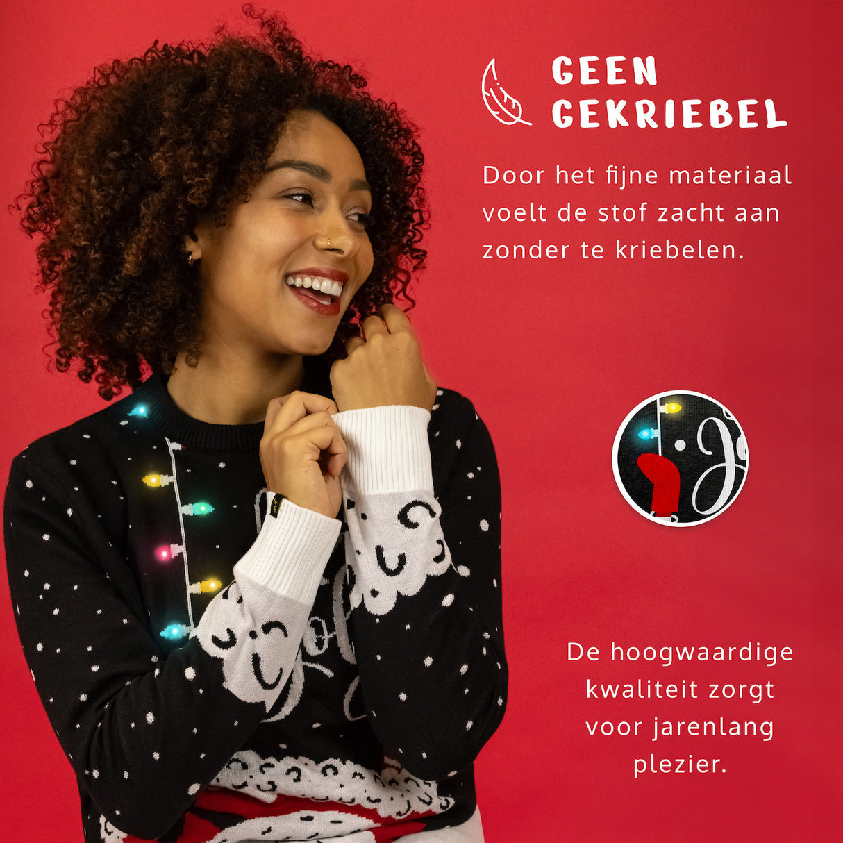 JAP Kersttrui met lichtjes - Holly Jolly