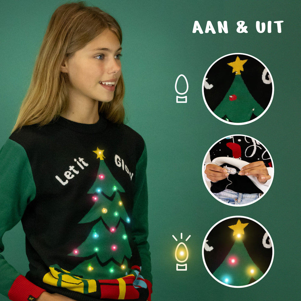 JAP Weihnachtspullover mit Lichtern - Lass es leuchten