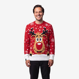 Man in de rode Rudolf het Rendier kersttrui van JAP